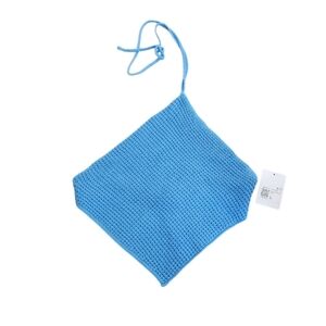 Blue Knit Halter Crop Top Sz Large Nwt